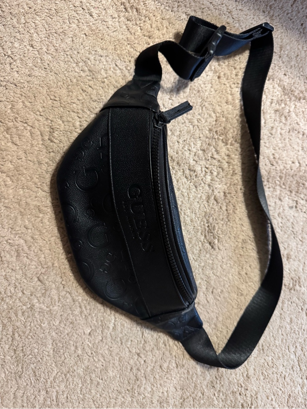 Guess Black Embossed Logo Belt Bag